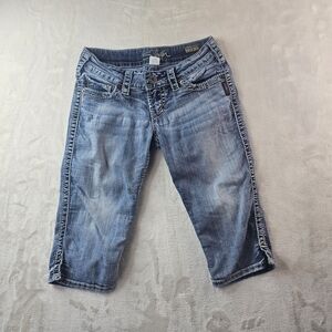 Silver Jeans McKenzie Women’s 26 Crop Cropped Denim Mid-Wash Coastal Outdoor